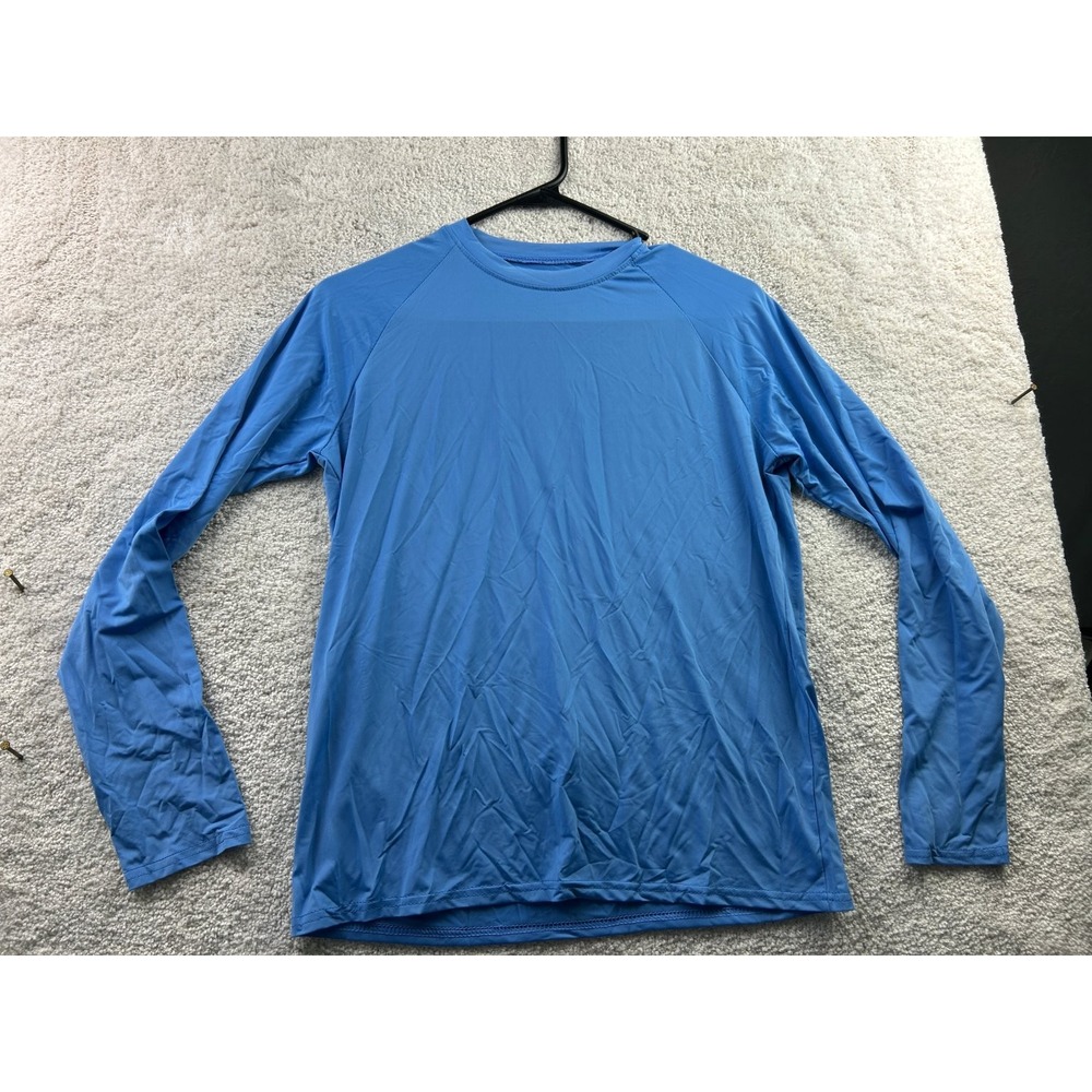 realessentials Men's Long Sleeve Blue Small Polyester Spandex T-Shirt